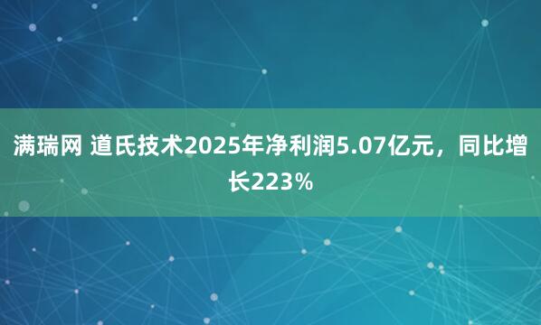 满瑞网 道氏技术2025年净利润5.07亿元，同比增长223%